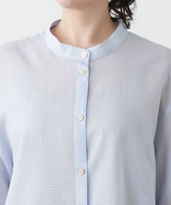Leilian PLUS HOUSE / レリアンプラスハウス ストライプバンドカラーブラウス【Leilian WHITE LABEL】 ストライプブラウス【Leilian WHITE LABEL】|レリアン プラス