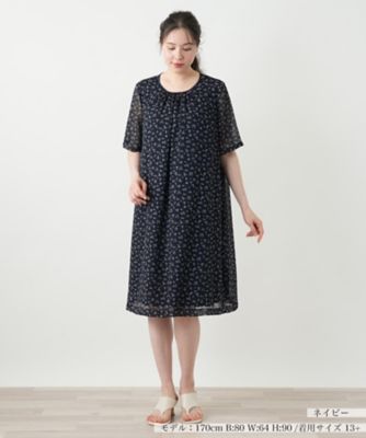 プリントギャザーワンピース【Ｌｅｉｌｉａｎ　ＷＨＩＴＥ　ＬＡＢＥＬ】