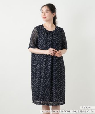 Leilian plus house (Women/大きいサイズ)/レリアン　プラスハウス プリントギャザーワンピース【Ｌｅｉｌｉａｎ　ＷＨＩＴＥ　ＬＡＢＥＬ】