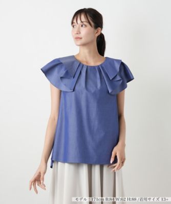 ＜Leilian plus house (Women/大きいサイズ)＞ラッフルブラウス【ＢＯＵＲＧＥ】