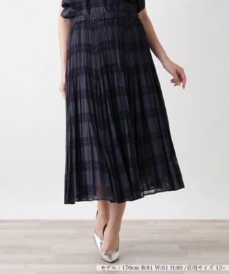 ＜Leilian plus house (Women/大きいサイズ)＞チェックフレアスカート【ＢＯＵＲＧＥ】