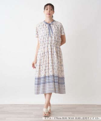 ＜Leilian plus house (Women/大きいサイズ)＞【店舗人気】幾何学柄ワンピース【ＢＯＵＲＧＥ】