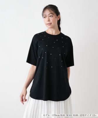 フロントビジューＴシャツ【ＢＯＵＲＧＥ】