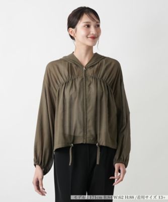 ＜Leilian plus house (Women/大きいサイズ)＞【店舗人気】ギャザーフーディショートブルゾン【ＮＥＭＩＫＡ】