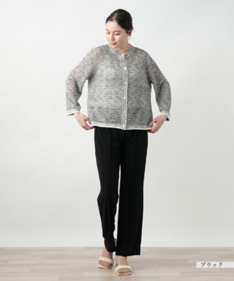 ラメクルーネックカーディガン | Leilian plus house (Women