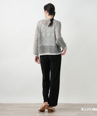 ラメクルーネックカーディガン | Leilian plus house (Women