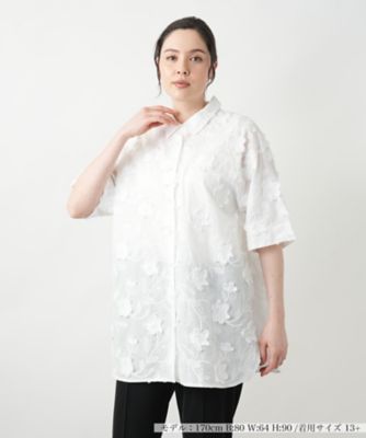 ＜Leilian plus house (Women/大きいサイズ)＞ボタニカル刺繍ブラウス