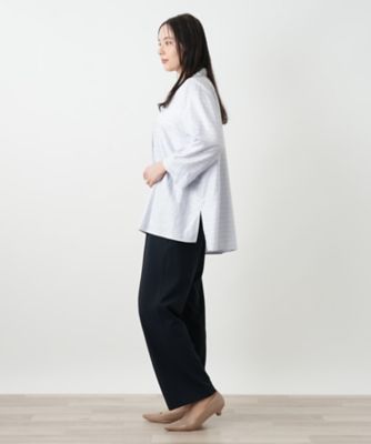 ボーダーオープンカラーブラウス【Ｌｅｉｌｉａｎ　ＷＨＩＴＥ　ＬＡＢＥＬ】