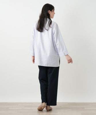 ボーダーオープンカラーブラウス【Ｌｅｉｌｉａｎ　ＷＨＩＴＥ　ＬＡＢＥＬ】