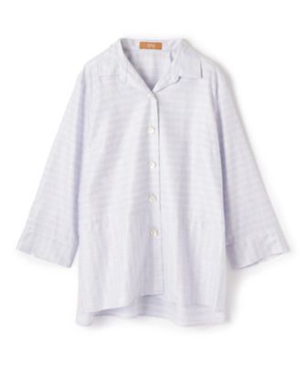 Leilian plus house (Women/大きいサイズ)/レリアン　プラスハウス ボーダーオープンカラーブラウス【Ｌｅｉｌｉａｎ　ＷＨＩＴＥ　ＬＡＢＥＬ】