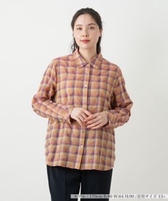 ＜Leilian plus house (Women/大きいサイズ)＞チェックブラウス【Ｌｅｉｌｉａｎ　ＷＨＩＴＥ　ＬＡＢＥＬ】