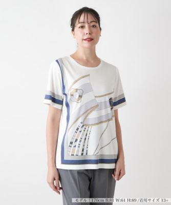 ＜Leilian plus house (Women/大きいサイズ)＞プリントカットソー【ＲＯＣＨＡＳ　Ｐｒｅｍｉｅｒｅ】