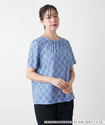 ＜Leilian plus house (Women/大きいサイズ)＞幾何学柄カットソー【ＲＯＣＨＡＳ　Ｐｒｅｍｉｅｒｅ】