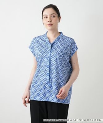 Leilian plus house (Women/大きいサイズ)/レリアン　プラスハウス 幾何学柄ボウタイブラウス【ROCHAS Premiere】