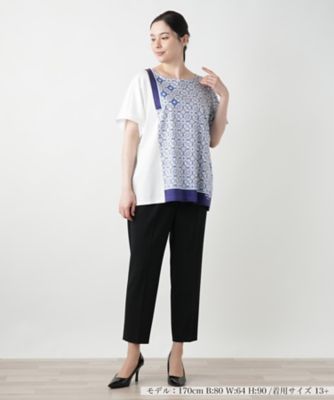 幾何学柄切替Ｔシャツ【ＲＯＣＨＡＳ　Ｐｒｅｍｉｅｒｅ】