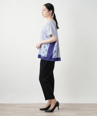 幾何学柄切替Ｔシャツ【ＲＯＣＨＡＳ　Ｐｒｅｍｉｅｒｅ】