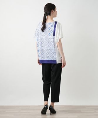 幾何学柄切替Ｔシャツ【ＲＯＣＨＡＳ　Ｐｒｅｍｉｅｒｅ】
