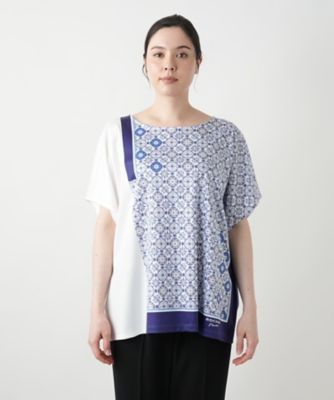 幾何学柄切替Ｔシャツ【ＲＯＣＨＡＳ　Ｐｒｅｍｉｅｒｅ】