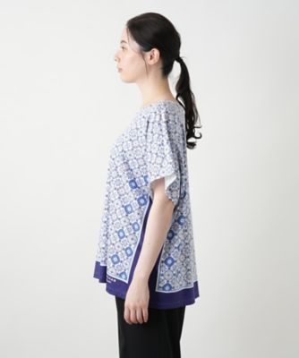 幾何学柄切替Ｔシャツ【ＲＯＣＨＡＳ　Ｐｒｅｍｉｅｒｅ】