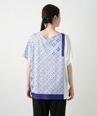 幾何学柄切替Ｔシャツ【ＲＯＣＨＡＳ　Ｐｒｅｍｉｅｒｅ】