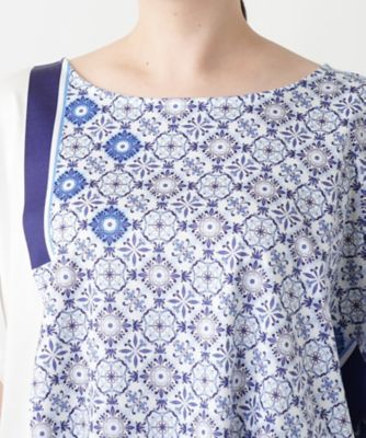 幾何学柄切替Ｔシャツ【ＲＯＣＨＡＳ　Ｐｒｅｍｉｅｒｅ】