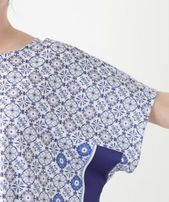 幾何学柄切替Ｔシャツ【ＲＯＣＨＡＳ　Ｐｒｅｍｉｅｒｅ】