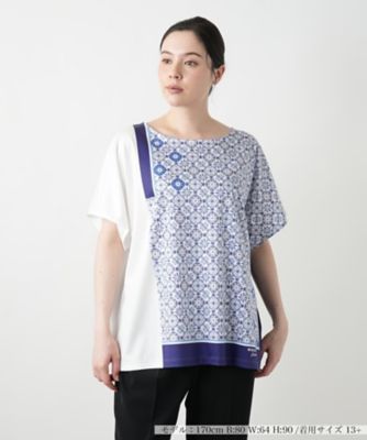 幾何学柄切替Ｔシャツ【ＲＯＣＨＡＳ　Ｐｒｅｍｉｅｒｅ】