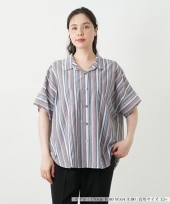 ＜Leilian plus house (Women/大きいサイズ)＞マルチストライプブラウス