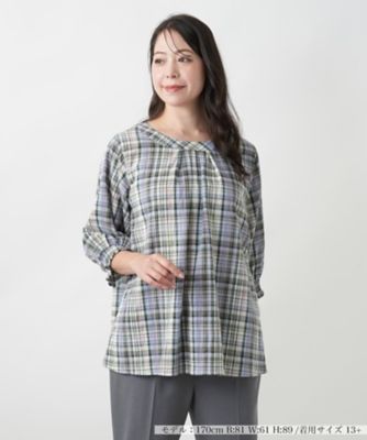 ＜Leilian plus house (Women/大きいサイズ)＞【店舗人気】チェックブラウス【ＭＵＳＥ　ＢＹ　ＲＯＣＨＡＳ　Ｐｒｅｍｉｅｒｅ】