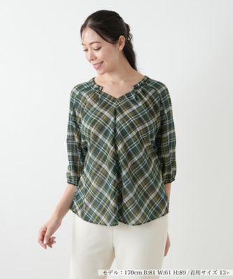 ＜Leilian plus house (Women/大きいサイズ)＞チェックフレアブラウス