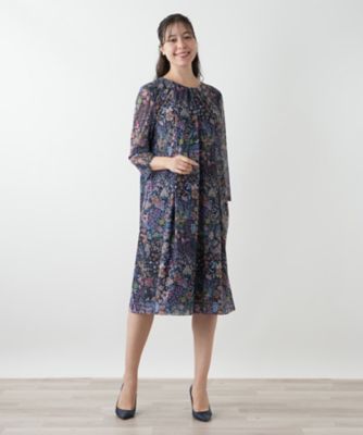 近年物・未使用に近い★レリアン イタリア製 G.BINDA ワンピース 15＋ ウォッシャブル】プリントフレアワンピース【BINDA】 | Leilian