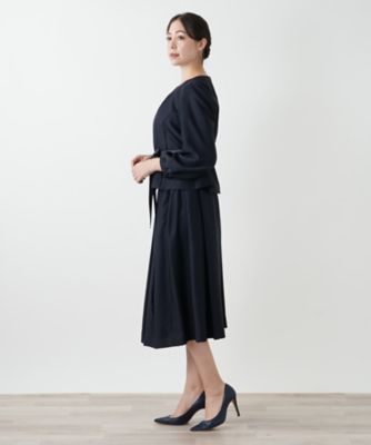 表情ボーダーノーカラーブラウススーツ | Leilian plus house (Women