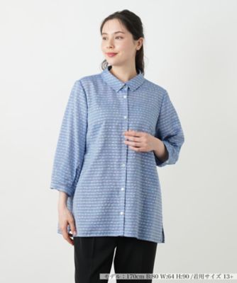 ＜Leilian plus house (Women/大きいサイズ)＞刺繍ボーダーブラウス