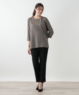 刺繍ボーダーカットソー | Leilian plus house (Women/大きいサイズ