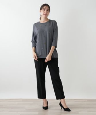 刺繍ボーダーカットソー | Leilian plus house (Women/大きいサイズ