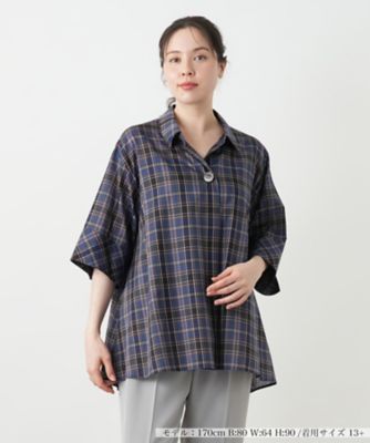 ＜Leilian plus house (Women/大きいサイズ)＞チェックブラウス【Ｌｅｉｌｉａｎ　ＷＨＩＴＥ　ＬＡＢＥＬ】