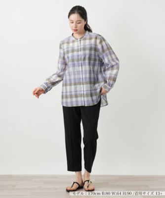 チェックバンドカラーブラウス【Ｌｅｉｌｉａｎ　ＷＨＩＴＥ　ＬＡＢＥＬ】