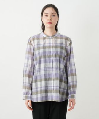 チェックバンドカラーブラウス【Ｌｅｉｌｉａｎ　ＷＨＩＴＥ　ＬＡＢＥＬ】