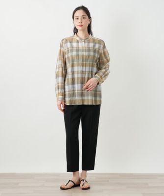 チェックバンドカラーブラウス【Ｌｅｉｌｉａｎ　ＷＨＩＴＥ　ＬＡＢＥＬ】