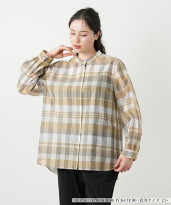 チェックバンドカラーブラウス【Ｌｅｉｌｉａｎ　ＷＨＩＴＥ　ＬＡＢＥＬ】