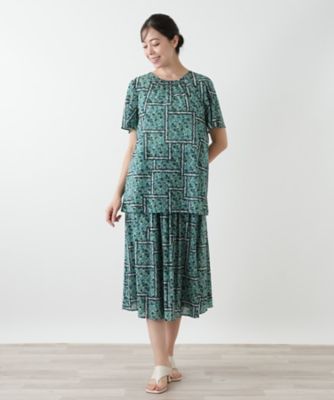 フラワー柄クルーネックブラウス | Leilian plus house (Women
