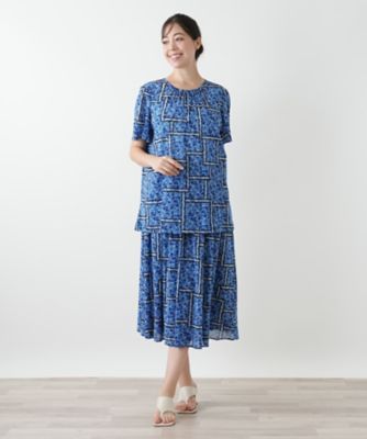 フラワー柄クルーネックブラウス | Leilian plus house (Women