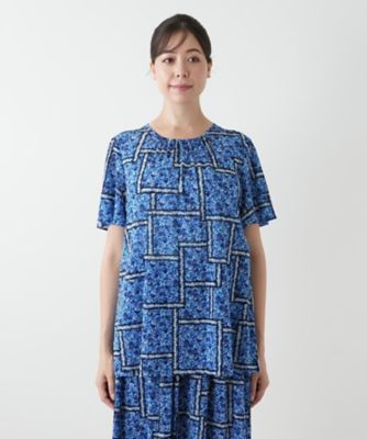 Leilian レリアンプラスハウス 13+ 総柄ブラウス パステルカラー 春 フラワー柄クルーネックブラウス | Leilian plus house (Women