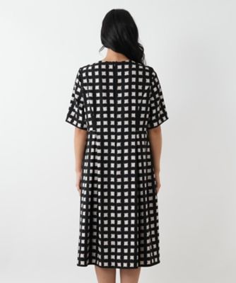 タグ付き　レリアン　フレアワンピース　千鳥格子　七部袖　M ウォッシャブル】格子柄フレアワンピース | Leilian plus house (Women