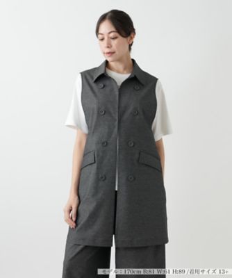 【送料無料】Leilian plus house (Women/大きいサイズ)/レリアン プラスハウス 洗えるデニム調トレンチ風ジレ 98グレー 衣料品【三越伊勢丹/公式】