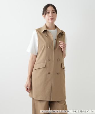 【送料無料】Leilian plus house (Women/大きいサイズ)/レリアン プラスハウス 洗えるデニム調トレンチ風ジレ 87コゲチャ 衣料品【三越伊勢丹/公式】