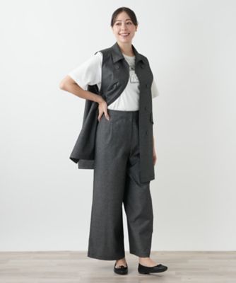 洗えるデニム調ワイドパンツ | Leilian plus house (Women