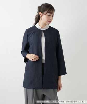 美品 レリアン プラスハウス ノーカラーライトジャケット 大きいサイズ 店舗人気】ノーカラージャケット | Leilian plus house (Women