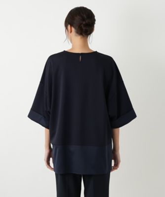 【新品】レリアン チュニック 切替 ストライプ 13＋ 大きいサイズ 切替チュニックカットソー | Leilian plus house (Women/大きい
