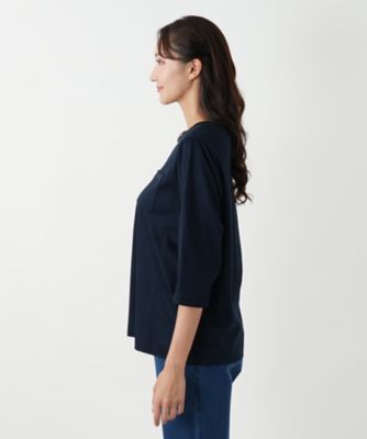 レリアン　13号＋　コットン7部丈トップス ストライプ七分袖ブラウス | Leilian (Women)/レリアン | 三越